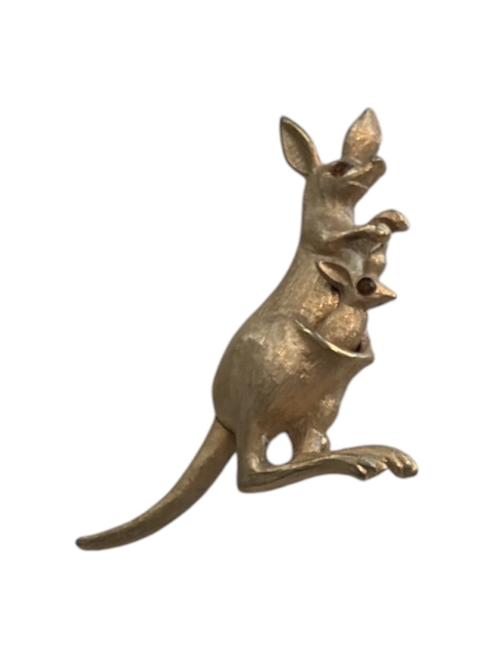 Vintage Gold‑Tone Kangaroo Brooch with Joey Design